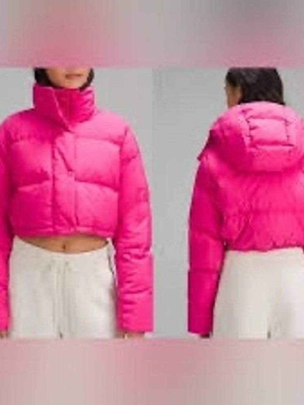 Lululemon Cropped Hot Pink Puffer Jacket - Women's